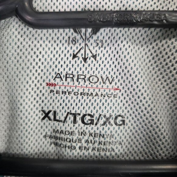 Mens Arrow Performance Teal Striped Polo Shirt Short Sleeve 100% Polyester XL - Picture 2 of 7